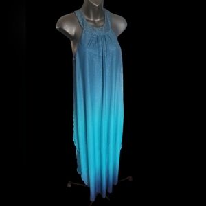 VENUS Teal Sparkle Halter Dress